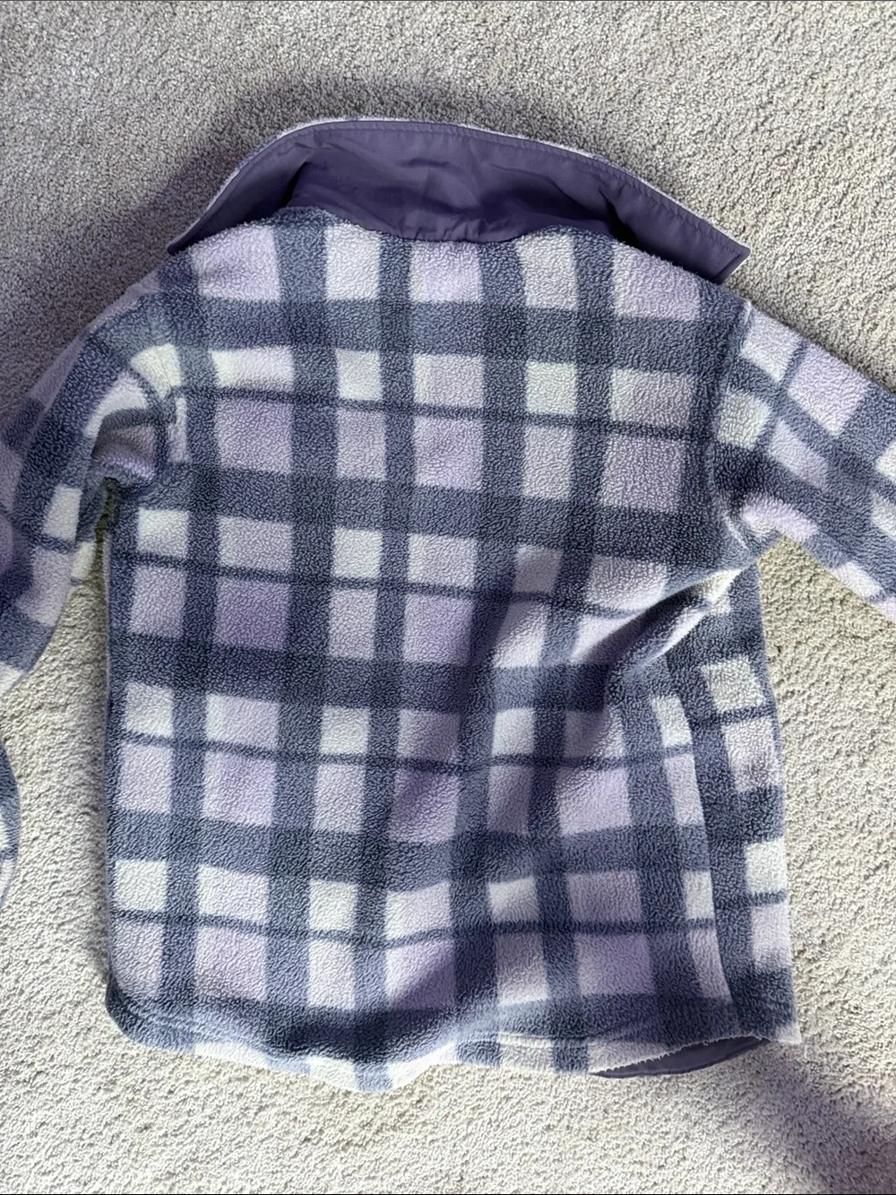 L.L. Bean Girls' Lavender and Gray Plaid Fleece Shacket